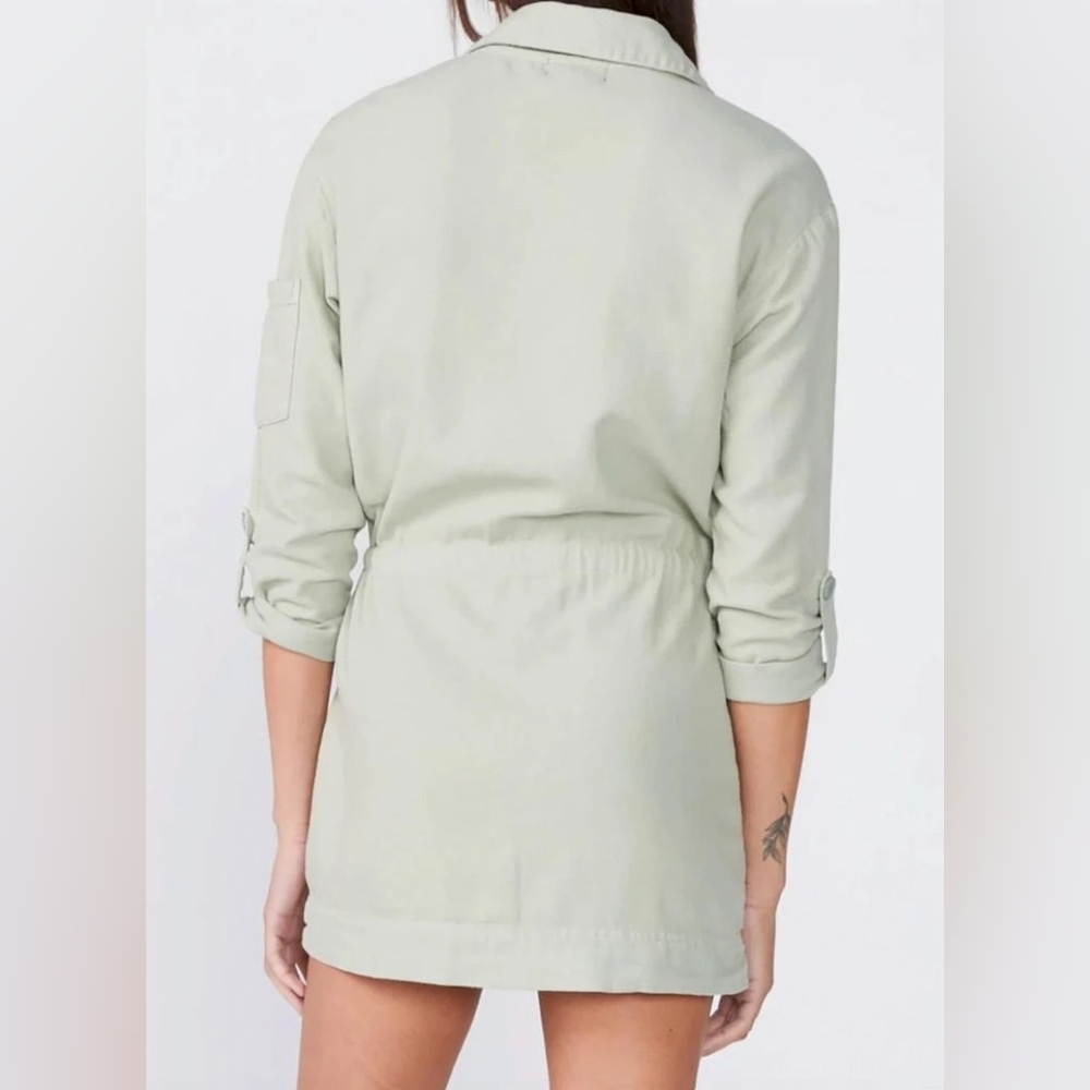 Monrow Twill Pocket Dress Light Olive Green - Picture 5 of 12